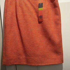 Tory Burch Orange Textured Pencil Skirt